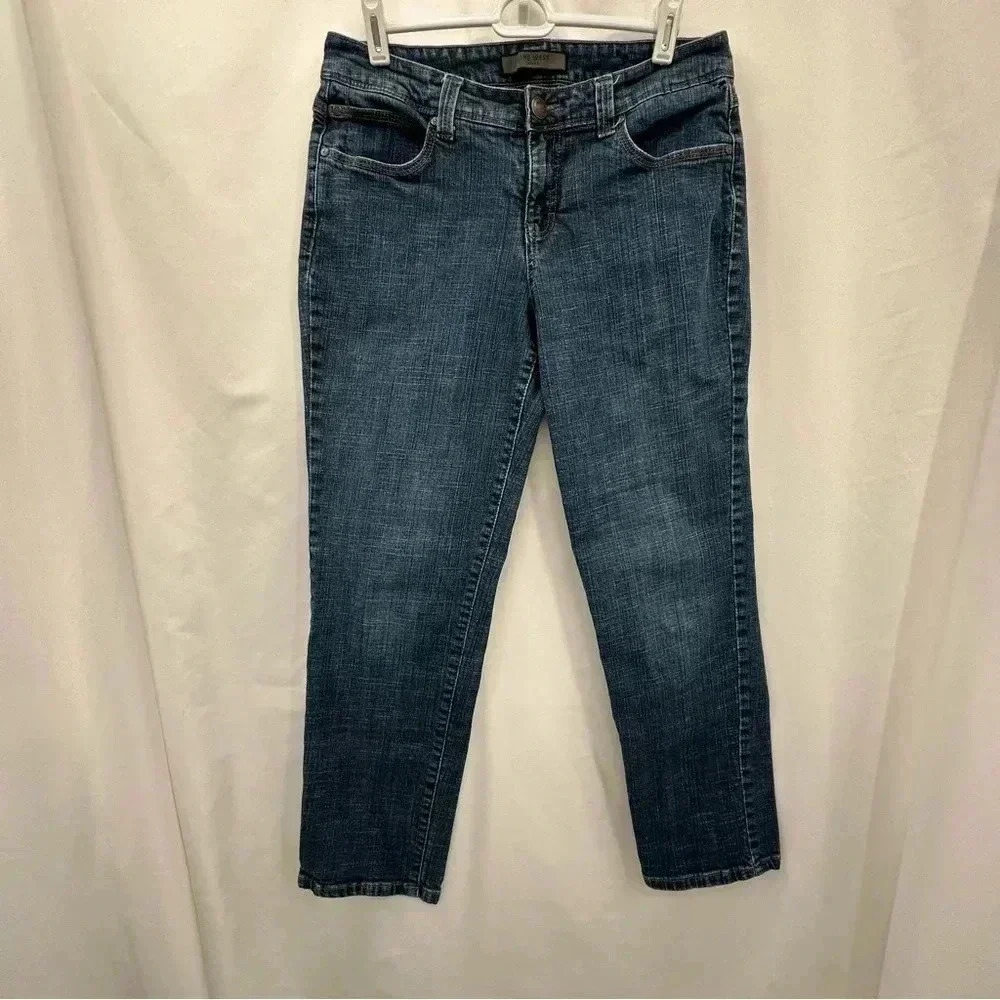 Nine West Jordan Jeans Womens 8 28 Blue Dark Wash Straight Leg Denim Mid Rise